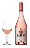 Platzhalterbild von eingeschenktem Weinglas links und Weinflasche rechts für Rosé-Weine.